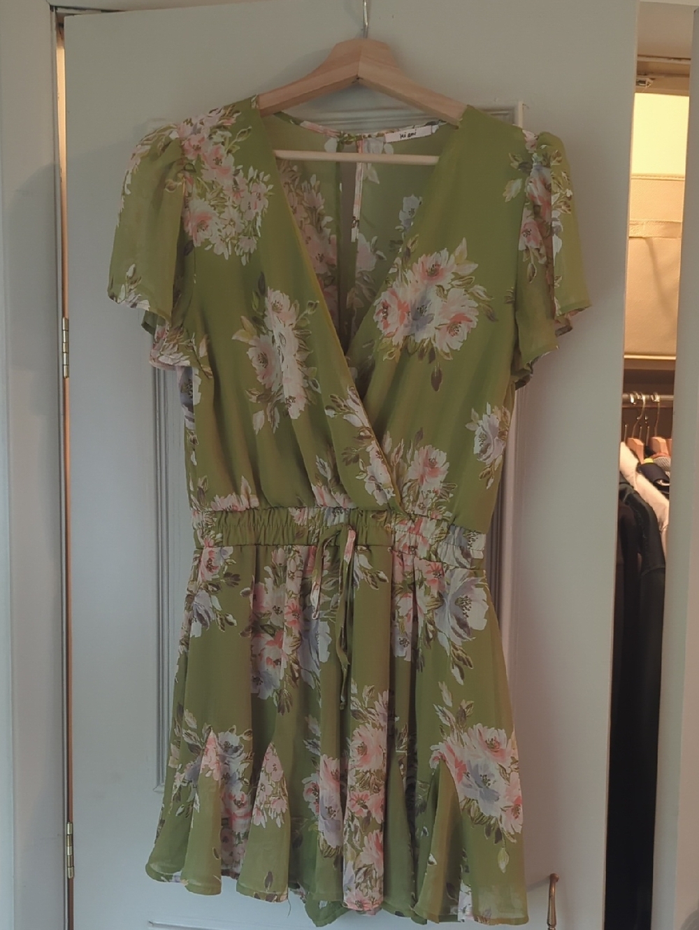 mi ami Olive Green Floral Romper